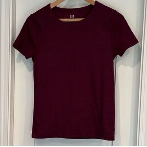 GAP Women's Deep Burgundy Short Sleeve Rib Tee